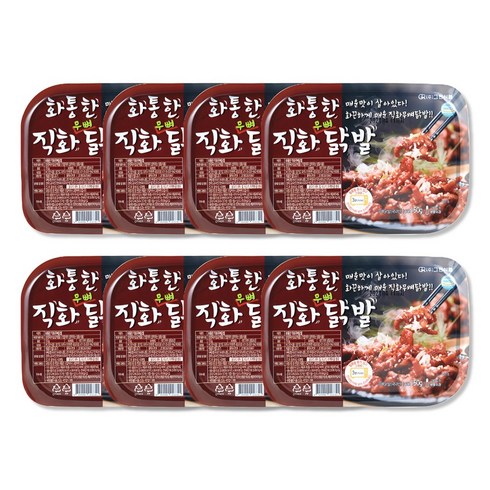 국내산 매운 뼈없는 닭발 화통한 직화 무뼈닭발, 8개, 150g