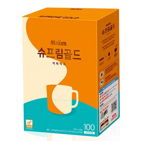 맥심 슈프림골드 커피믹스 100T (라떼크림함유), 13.5g, 100개입, 1개