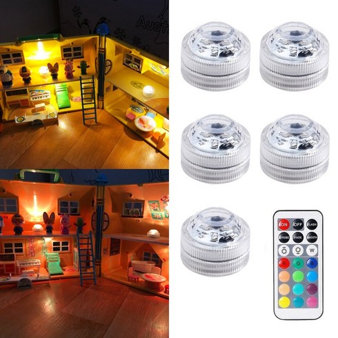 피규어 장식장 LED 미니 무선 조명 전구 3cm (5개1세트 리모컨 포함)