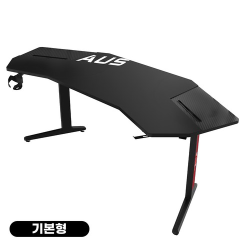 아우스 와이드 선반형 컴퓨터책상 프리미엄 카본 게이밍책상 JET LED 게이밍데스크 1800, 블랙