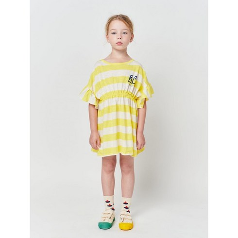 [BOBO CHOSES] 보보쇼즈 23SS 아동 스트라이프 원피스 Yellow Stripes ruffle dress 123AC124