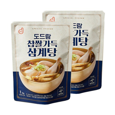 정성가득 삼계탕 1kg8팩 - 도드람 국내산 닭고기로 만든 찹쌀가득 삼계탕 1kg, 2개