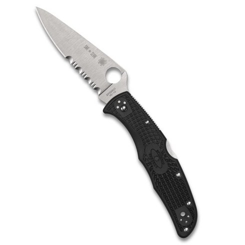 스파이더 코 (Spyderco) 엔듀라 4 블랙 레드 라인 반파 블레이드 C10FPSBKRD