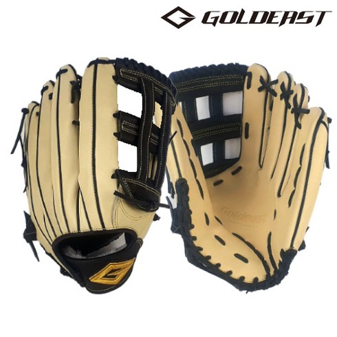 골드이스트 스탠다드 프레젠테이션 외야수 블랙 카멜 야구글러브, 좌투(오른손 착용), 1개