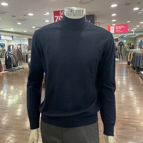 트레몰로 (주)세정 어반 남성 *22년 F/W 겨울 네이비 울 캐시미어 혼방 베이직 반폴라 니트 티셔츠 TRBBHYZ9111 -7881 + 양말증정