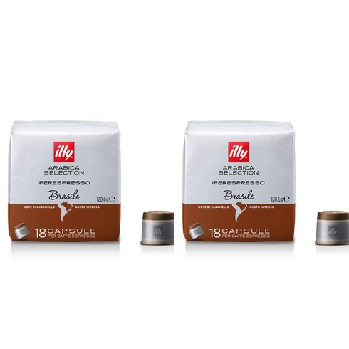 Illy Arabica Selection Iperespresso Brazil Capsule 일리 아라비카 에스프레소 브라질 18 캡슐 120g 2팩, 120.6g, 2개, 2개, 18개입