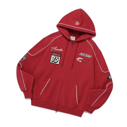 팀코믹스후드집업 - 팀코믹스 후드집업 RACING WAPPEN HOODIE ZIP UP RED
