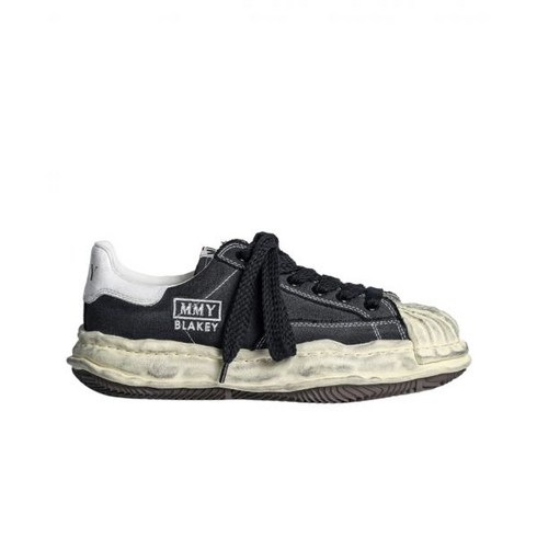 정품 메종 미하라 야스히로 블레이키 OG 솔 디스트레스 캔버스 로우탑 스니커즈 블랙 Maison Mihara Yasuhiro Blakey Sole Distressed Canvas