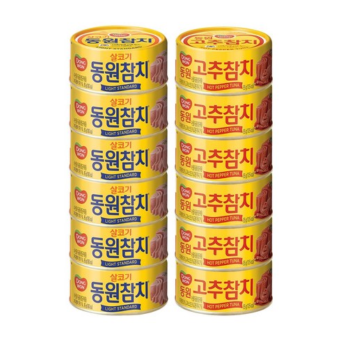 동원참치85g - 동원 살코기참치85g 6입+고추참치85g 6입, 85g, 12개