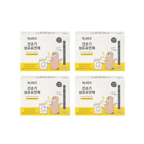 마이비 피부에순한 건조기 섬유유연제 베이비코튼향 본품, 40개입, 4개