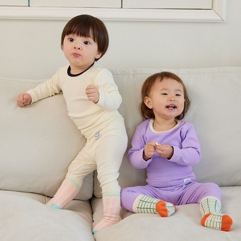 40수 마카롱 9부 가을 겨울 배앓이방지 실내복 내복 신생아 아기 유아 아동