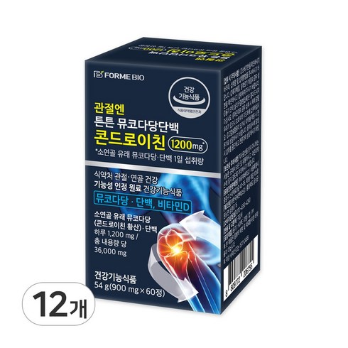 관절엔 콘드로이친 1200mg 소연골 뮤코다당단백, 12개, 60정