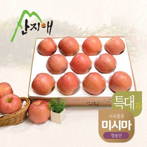 산지애 사과 9kg  - 산지애 알뜰 못난이사과(특대) 4kg 1box / 당도선별 청송산 미시마, 1개