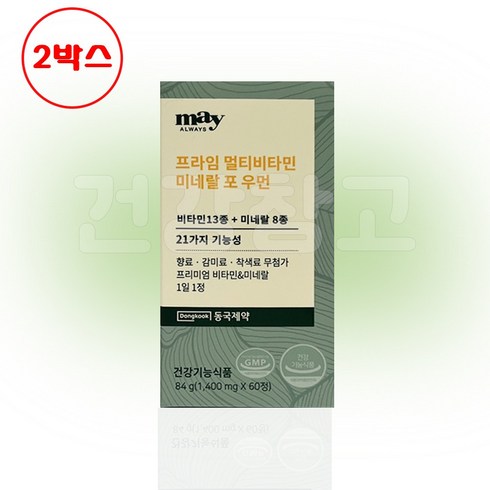 동국제약 메이올웨이즈 프라임 멀티비타민 미네랄 포 우먼 84g (1 400mg x 60정) / 2박스, 2개