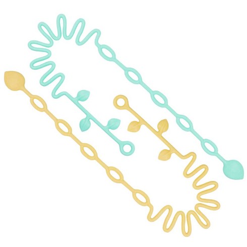 공갈젖꼭지소독 - 꼬꼬노리 국산 열탕소독 1+1 이파리 쪽쪽이 스트랩 쭉 늘어나는 실리콘 스트랩 아기 신생아 치발기 공갈젖꼭지 클립, 민트 + 노랑