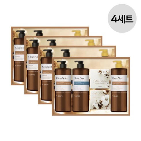 2023년 가성비 최고 생필품선물세트 - 애경 선물세트 클린코튼에디션(쇼핑백포함) x 4세트 집들이선물세트 샴푸 트리트먼트 비누