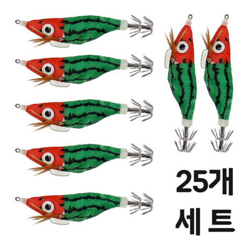프리미엄 수평 왕눈이에기 25개 세트구성 완벽수평에기 갑오징어에기 쭈구미에기, 수박