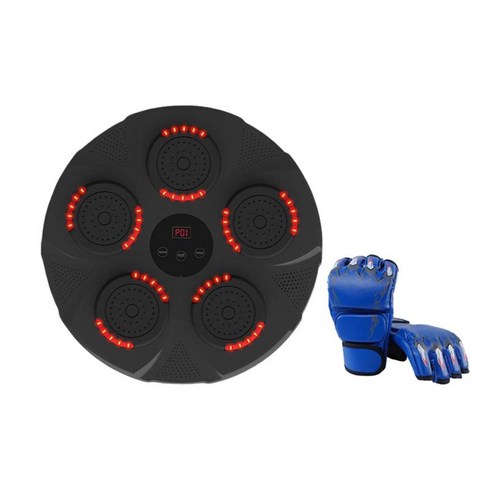 뮤직 복싱 훈련 기계 스마트 전자 벽 표적 반응 표적 성인 가정 실내 체육관을 위한 조명 포함, 파란 발 장갑, ABS