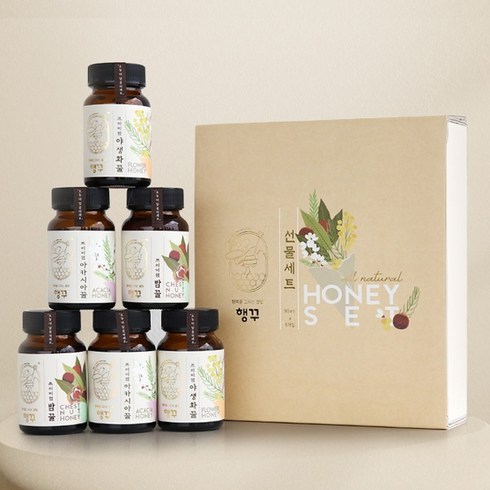 행꾸 천연벌꿀 선물세트 토종 꿀 답례품, 6세트, 꿀6입+쇼핑백