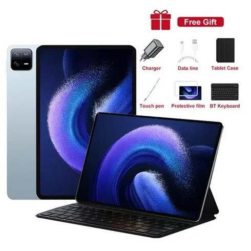 2023 HD 4K 글로벌 버전 태블릿 안드로이드 패드 6 프로 스냅드래곤 888 PC 5G 듀얼 SIM 카드 OR 와이, 없음, 01 Blue add keyboard