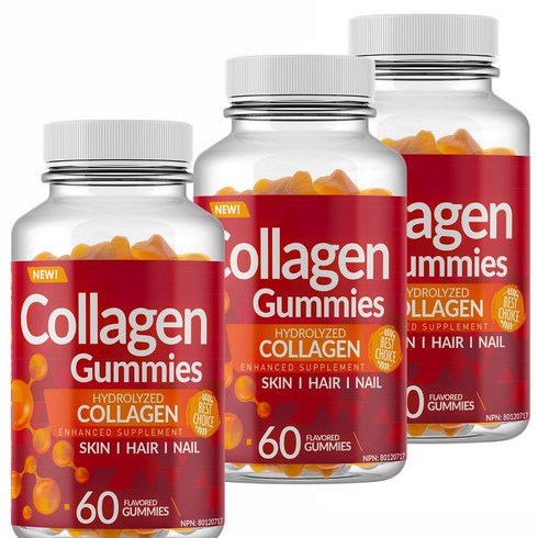 아름다움을위한피부와건강 - 건강한 아름다움을 위한 콜라겐 구미젤리 3통 6개월분 캐나다직배송, 3개, 60캡슐