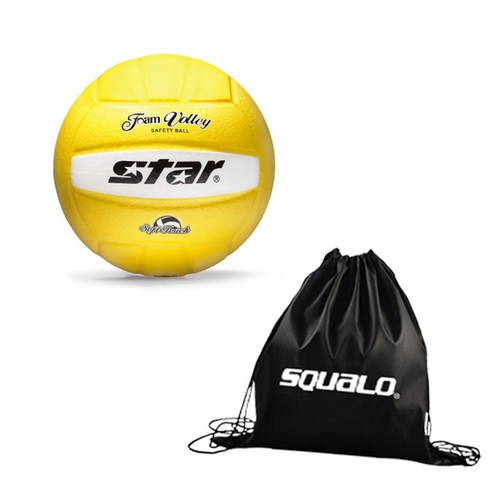스타 폼발리볼 고급형 피구공 4호볼 스폰지공 폼볼, 노랑 + SQUALO 공가방