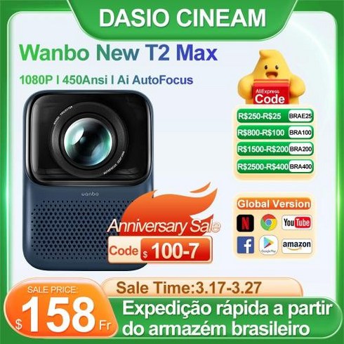 WANBO 완보 글로벌 버전 스마트 휴대용 T2 Max 450 ANSI 풀 HD 1080P 자동 하이파이 스테레오 홈 시어터 신제품, 1) Wanbo New T2 Max