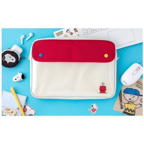 스누피 노트북 가방 파우치 아이패드 갤럭시 패드 11 13 15인치, 베이지 15인치
