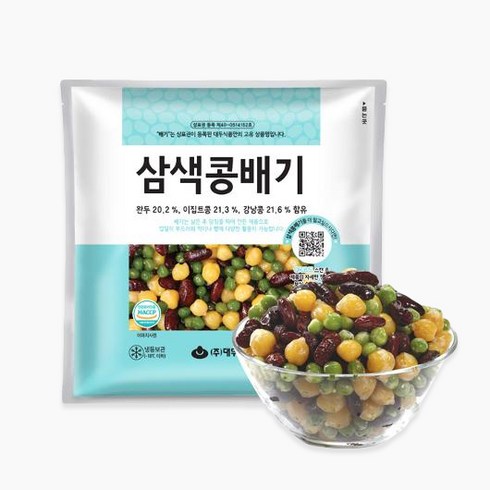 삼색콩배기 - 대두 삼색콩배기 냉동 1kg 하늘색(완두콩 이집트콩 강낭콩), 1개