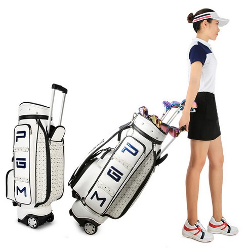PGM 스트레이트 골프 가방 트레일러 표준 가방 의류 가방 여성 골프 가방, 흰색 바퀴형 캐디백