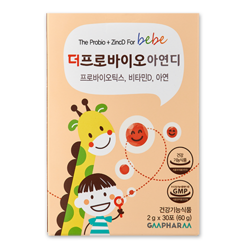 [지엠팜] 더프로바이오아연디 유산균 50억/아연/비타민디 우리아이 면역을 위한 첫 유산균, 1개, 60g