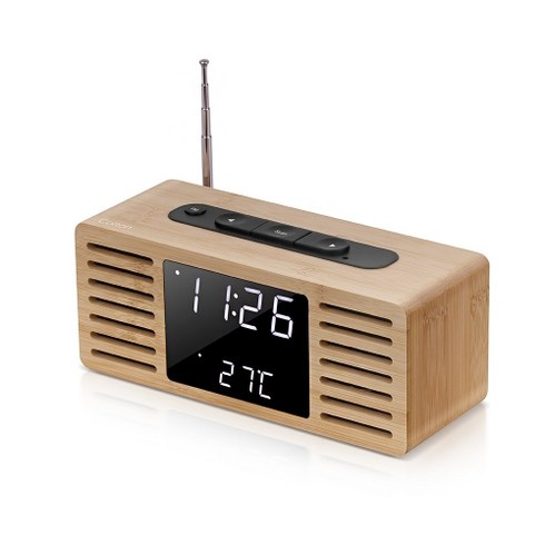 브리츠 BZ-E2R 대나무 LED FM 라디오 알람 온도 시계, 공간마켓 본상품선택