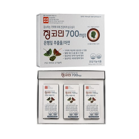 1000mg징코ps구매 - 징코민 700mg정 - 700mg x 60정 x 3개(126g), 3개, 0.7g