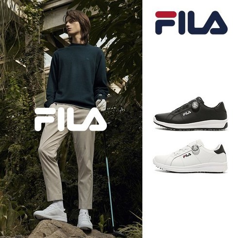 FILA 23FW 최신상 스파이크리스 다이얼 골프화 남성 블랙(천연소가죽)