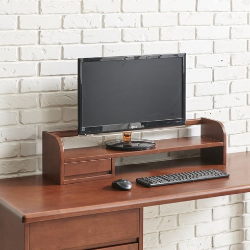 라로퍼니처 어반 고무나무 원목 모니터 받침대 책상 서랍 선반, 월넛