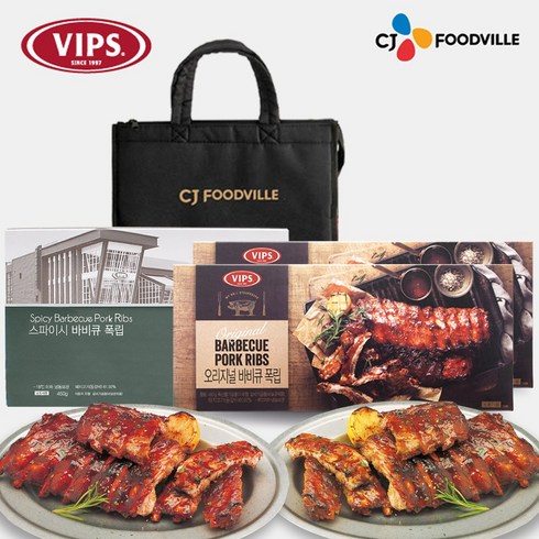 [VIPS] 빕스 홈레스토랑 오리지널 바비큐 폭립(450g*2개)+스파이시 바비큐폭립(450g*1개)+선물포장, 홈레스토랑 1호(오리지널 폭립 2개+스파이시 폭립1개)