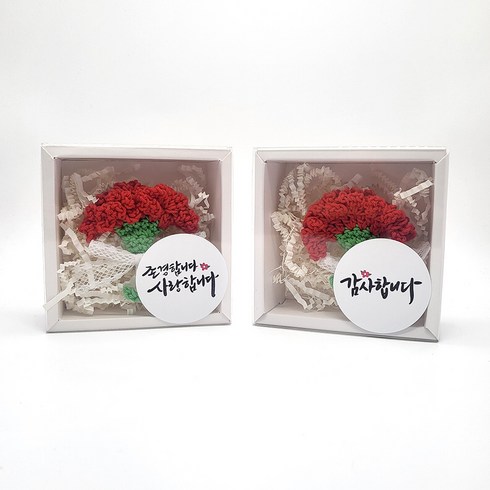 손뜨개 카네이션브로치 스승의날 어버이날 선생님 어르신 선물