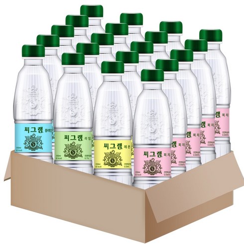 씨그램 탄산수4종 세트(플레인5+라임5+레몬5+피치5), 20개, 350ml