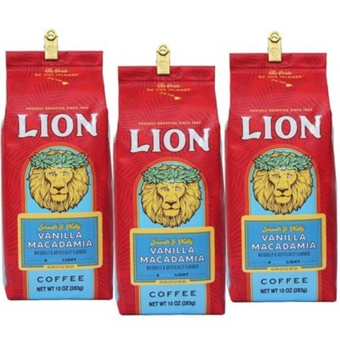 코나수트라 - 283g X 3팩 라이언 하와이 코나 커피 바닐라 마카다미아 Lion Coffee, 3개, 홀빈(분쇄안함)