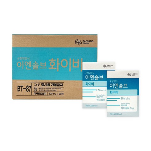 대상웰라이프 이엔솔브 화이바 위장관 완화 균형영양식 경관급식용 200ml x 30팩, 30개