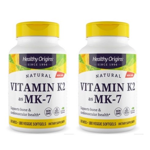 Healthy Origins MK7로 비타민 K2 100mcg 180캡슐, 180정, 2개