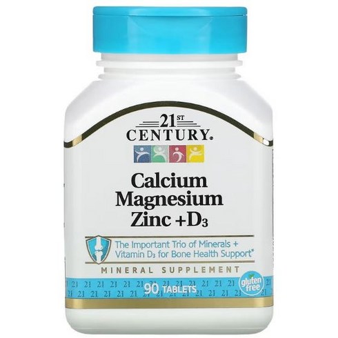 21 센츄리 21st Century Calcium Magnesium Zinc + D3 90 Tablets 칼슘 마그네슘 아연 타블렛 90개입, 3개묶음(10%할인), 1개