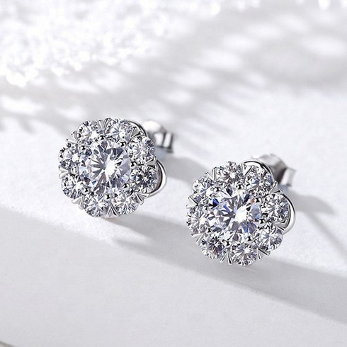 아름드리라움 실버 데일리 은침 스노우 플라워 스터드 귀걸이