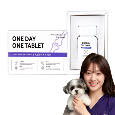 강아지 고양이 관절 슬개골 글루코사민 초록입홍합 영양제 60캡슐 원데이원테블렛, 뼈/관절강화, 1개
