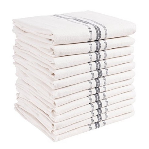 KAF Home Classic Farmhouse Stripe Kitchen Towels | Set of 12 15" x 25" 100% Pure Cotton Dish Towel, 1, Charcoal
