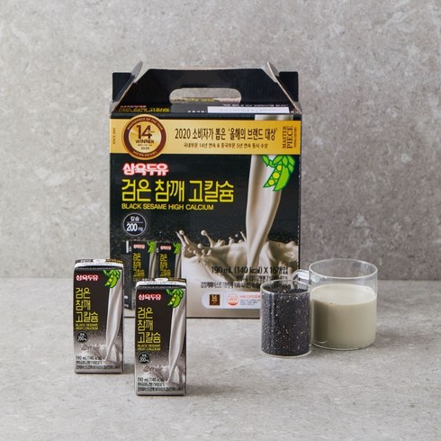 삼육두유 검은참깨 고칼슘 두유 190ml, 선물용박스 48팩(16팩x3)