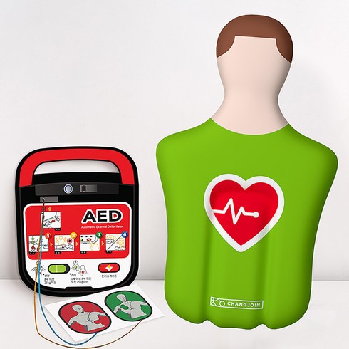 aed - 초록이 CPR 풍선 + AED모형 심장충격기 제세동기 창조인 심박이 심폐소생술 교육용