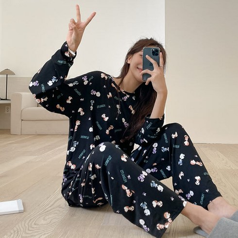 SET꿀잠 스누피 패밀리 피치 파자마세트
