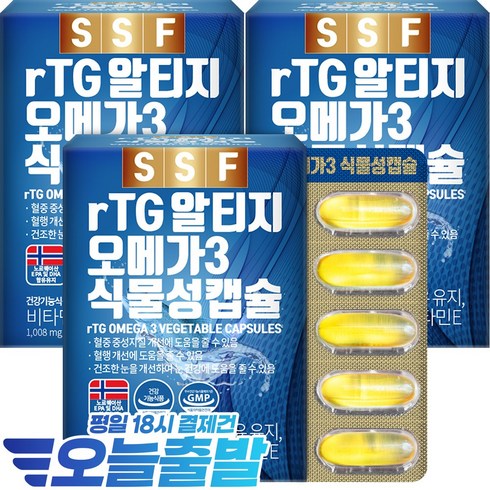 rtg오메가3 - 순수식품 rTG 알티지 오메가3 1000mg, 60정, 3개