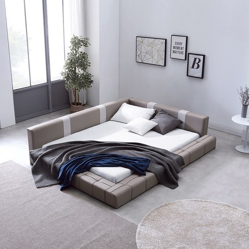 2023년 가성비 최고 저상형침대프레임 - 하포스 베니스 저상형 낮은 침대프레임 매트리스 세트 슈퍼싱글/퀸, 베니스(머드)